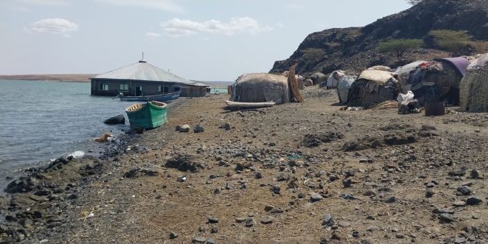 A church stands partially underwater as Lake Turkana's expansion almost floods a village on its shores. Photo by Kenya Red Cross Society.