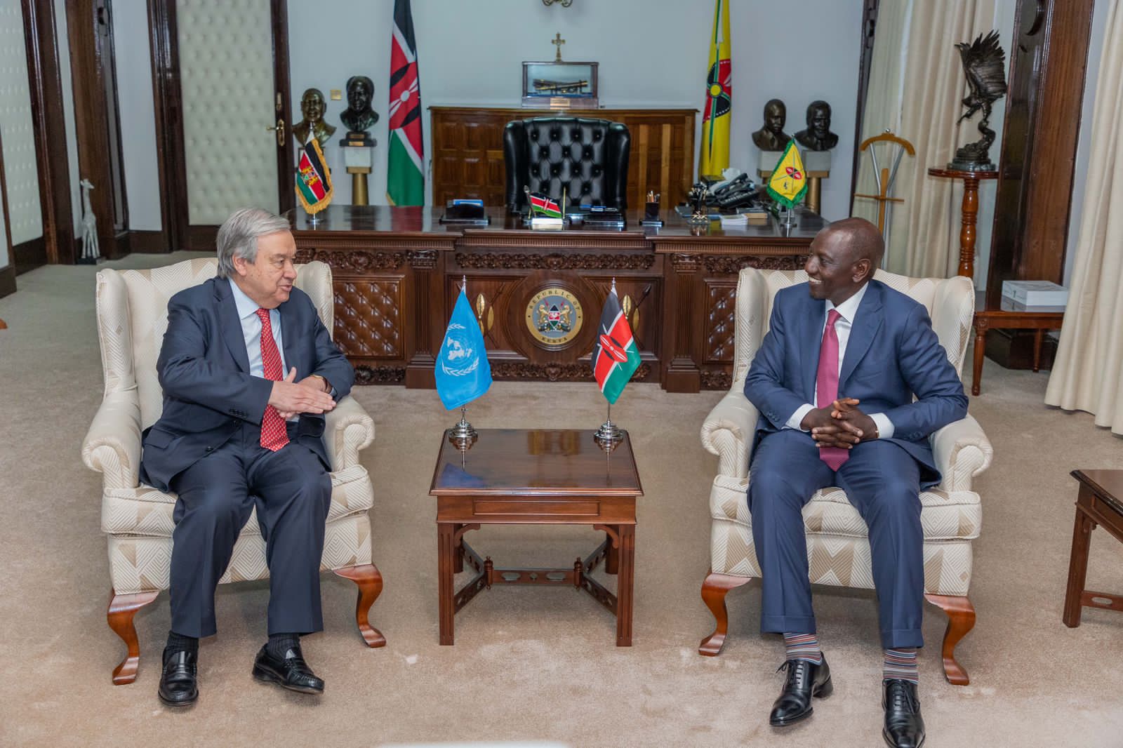President William Ruto held talks with the Secretary-General of the United Nations, Ant&oacute;nio Guterres, at State House, Nairobi, on May 3, 2023.