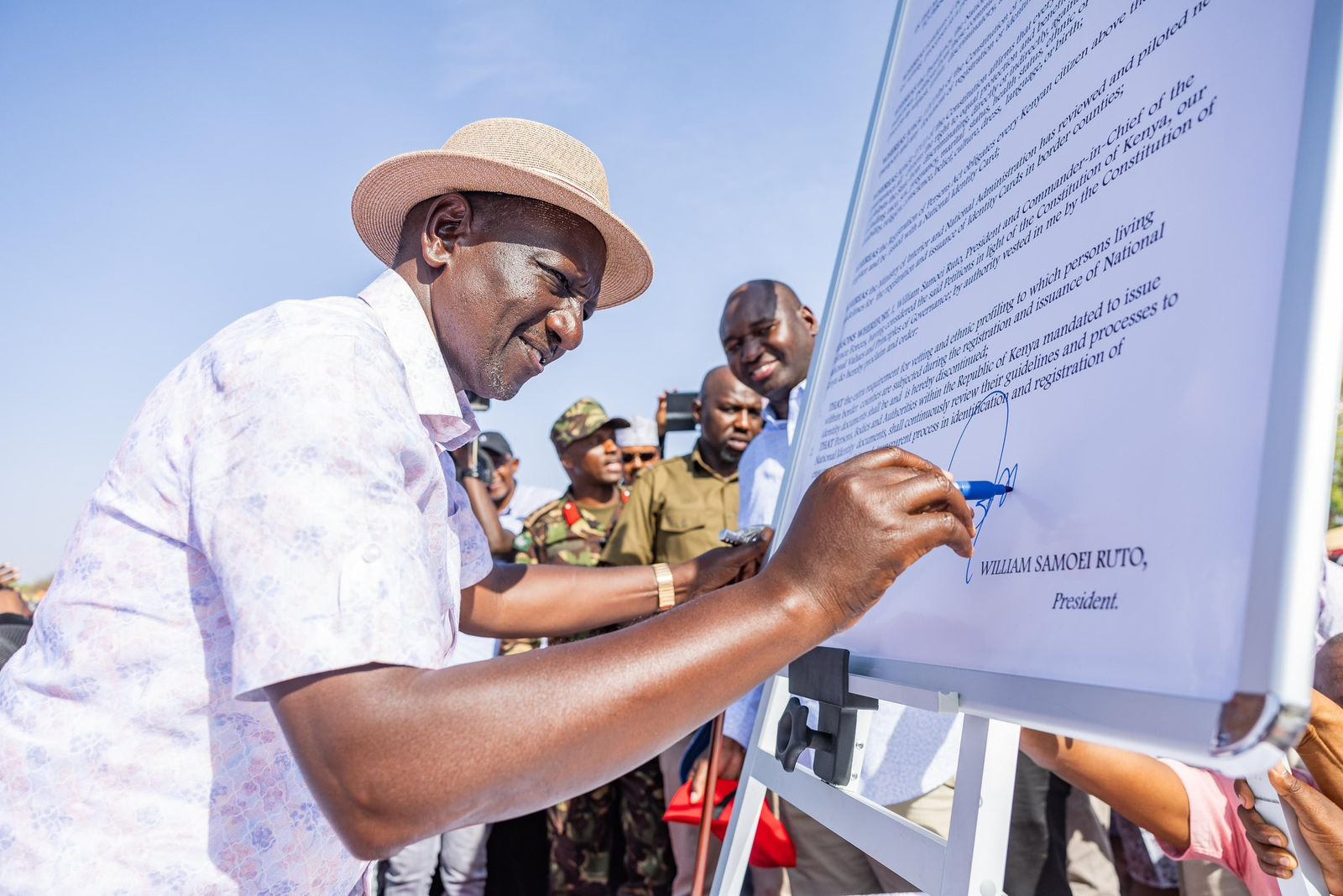 President Ruto signing the Presidential Proclamation in Wajir